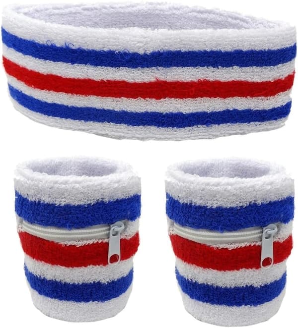 Unisex Funny Guy Sweatband Set: 3-Pack with Wallet & Headband