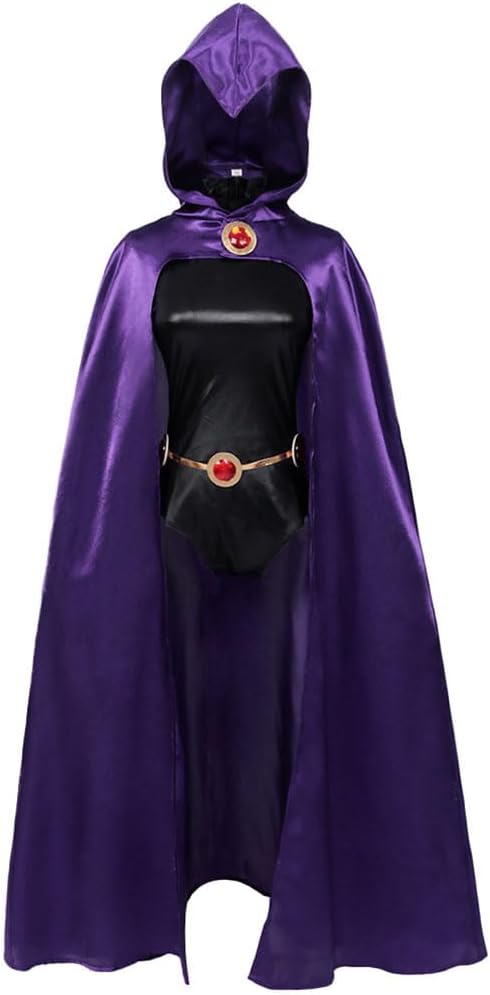 Raven Cosplay Costume Set with Purple Top, Skirt, and Socks