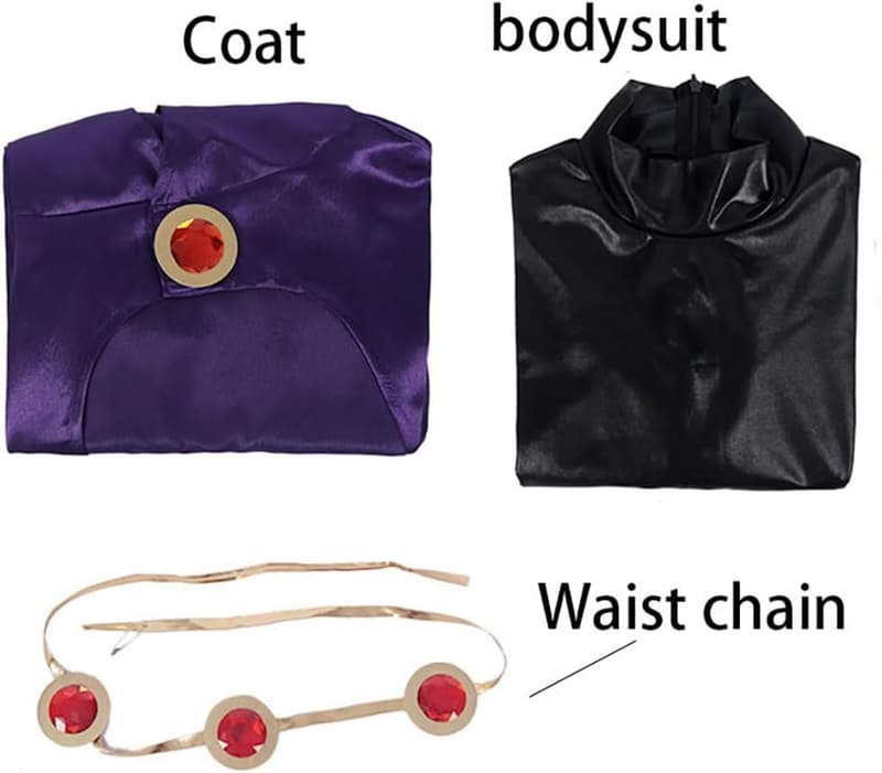Raven Cosplay Costume Set with Purple Top, Skirt, and Socks