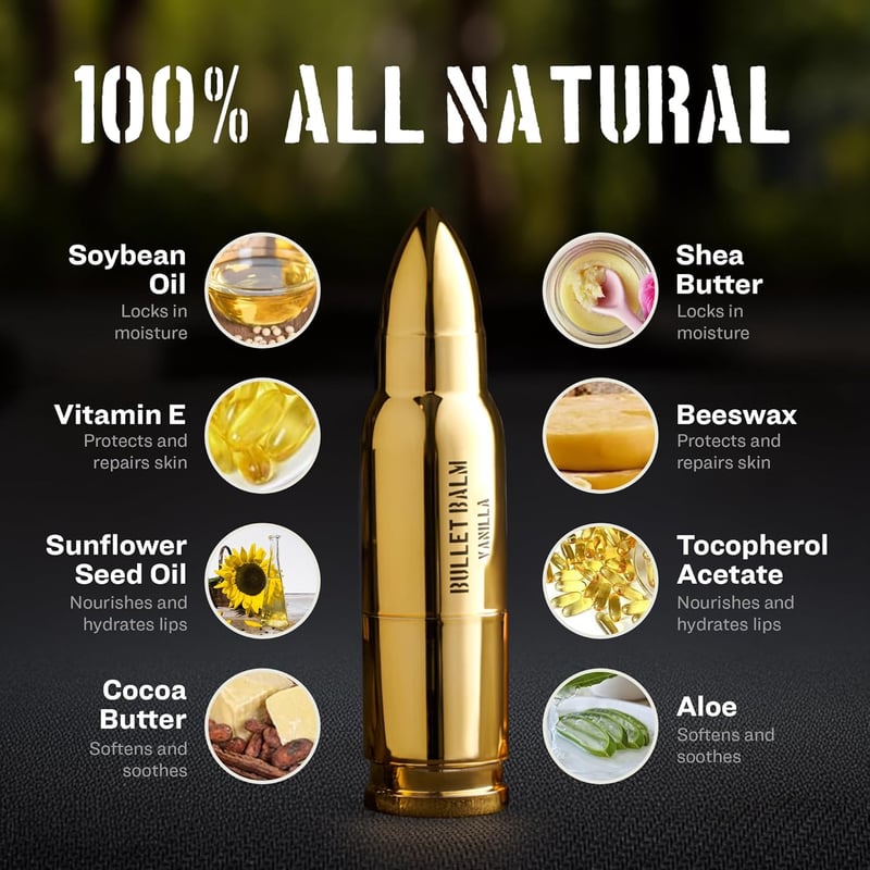 Men's Bullet Lip Balm (Vanilla & Peppermint) - All-Natural Moisturizer