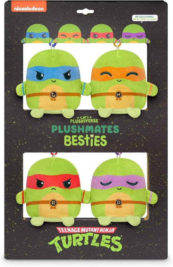 TMNT Plush Keychain Set – Kawaii Besties Holding Hands (4-Pack)