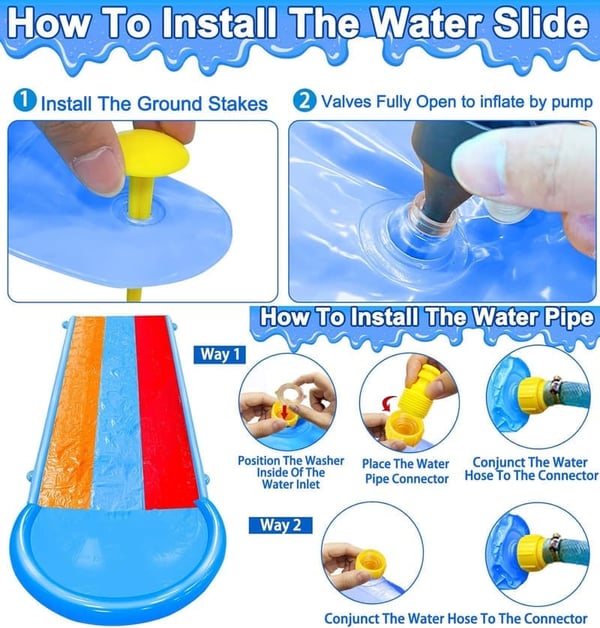 Extra Long 25 Ft Water Slide with Sprinklers & Bodyboards - Summer Fun