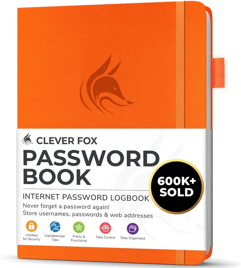 Password Organizer Logbook with Alphabetical Tabs (Orange)
