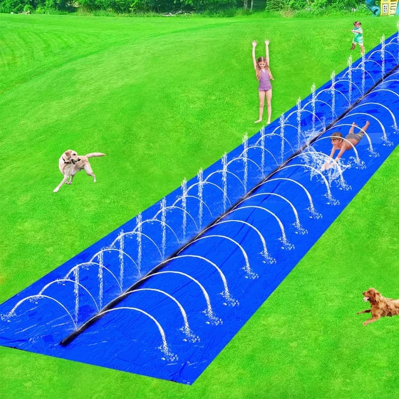 33ft Slip Water Slide with Sprinklers for Outdoor Fun