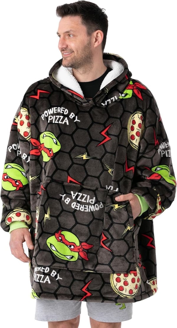 TMNT Men's Wearable Hoodie Blanket | Adult Fleece Sweater