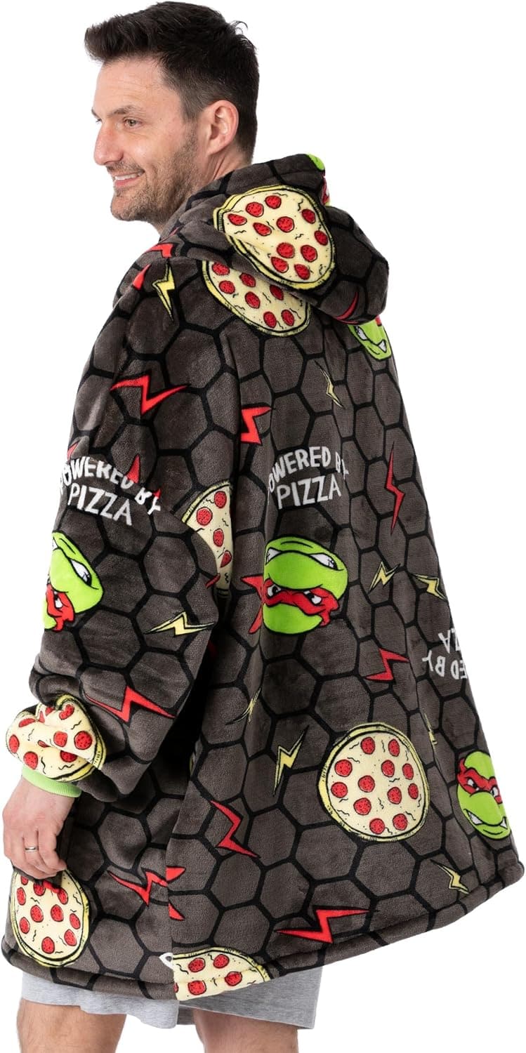 TMNT Men's Wearable Hoodie Blanket | Adult Fleece Sweater