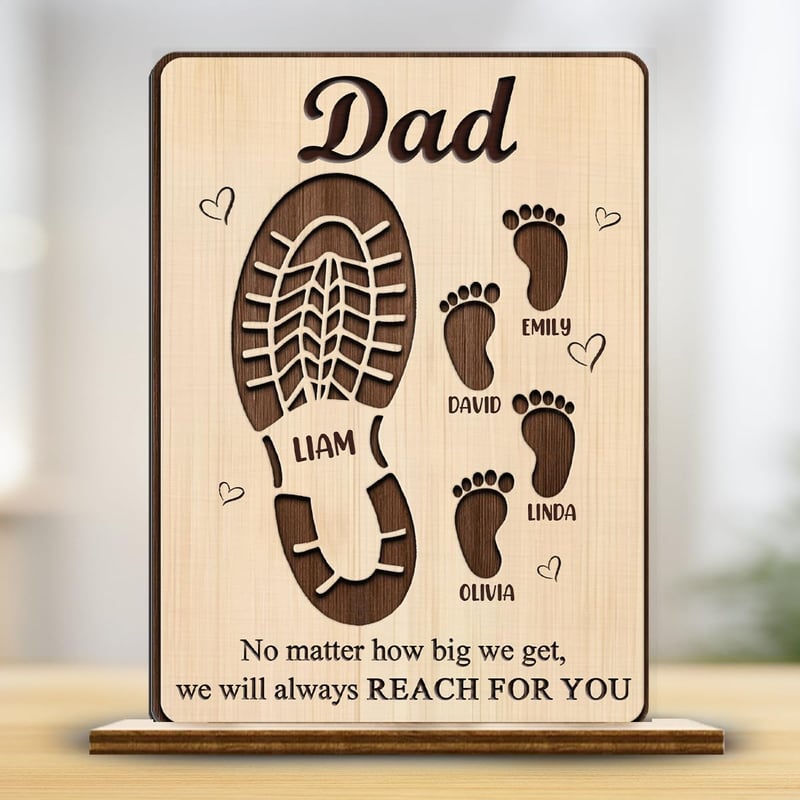 Father's Day Custom Wooden Plaque with Kids' Names