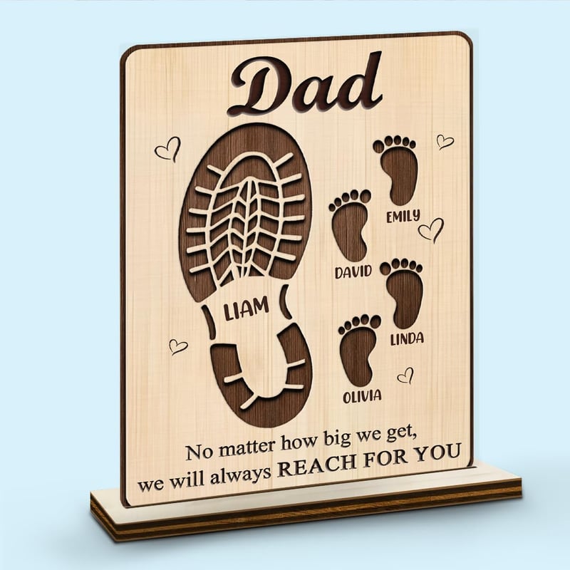 Father's Day Custom Wooden Plaque with Kids' Names