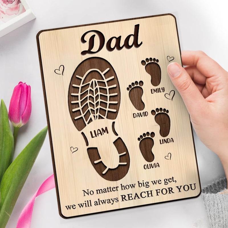 Father's Day Custom Wooden Plaque with Kids' Names