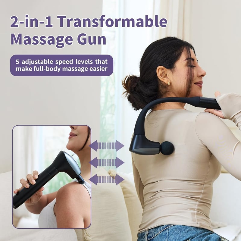 Deep Tissue Massage Gun with Extension Handle for Pain Relief