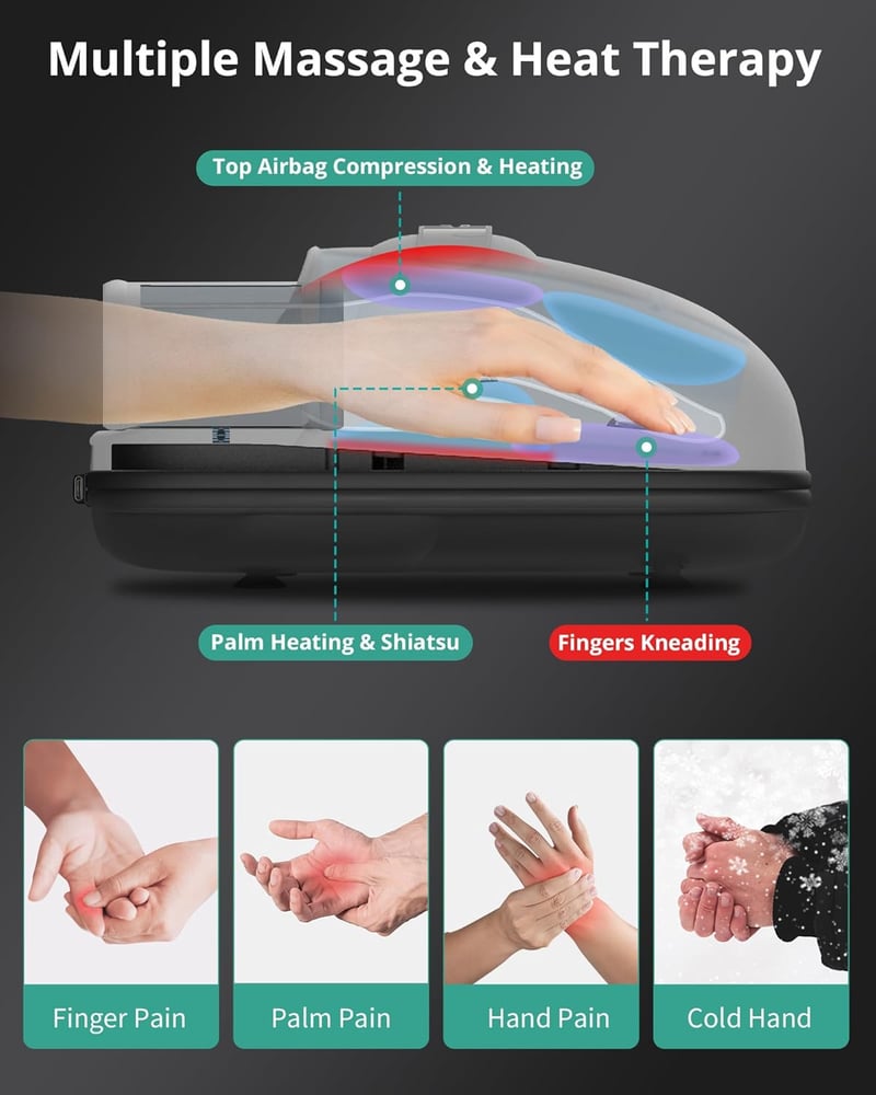 Cordless Hand Massager with Heat & Acupressure Beads