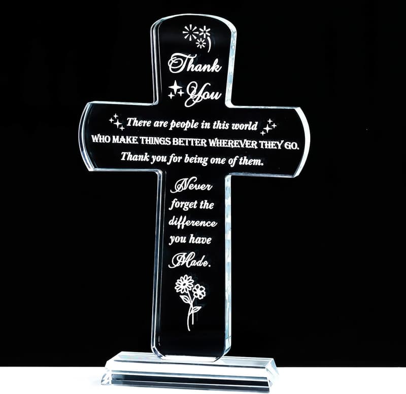 Appreciation Gift - Crystal Cross-Shaped Plaque for Women & Men