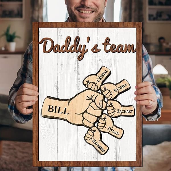 Personalized Father's Day Wooden Sign with Kids' Names