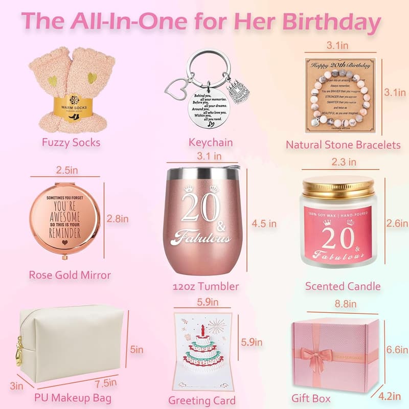 20th Birthday Gift Basket for Girls – Unique Presents for Friends