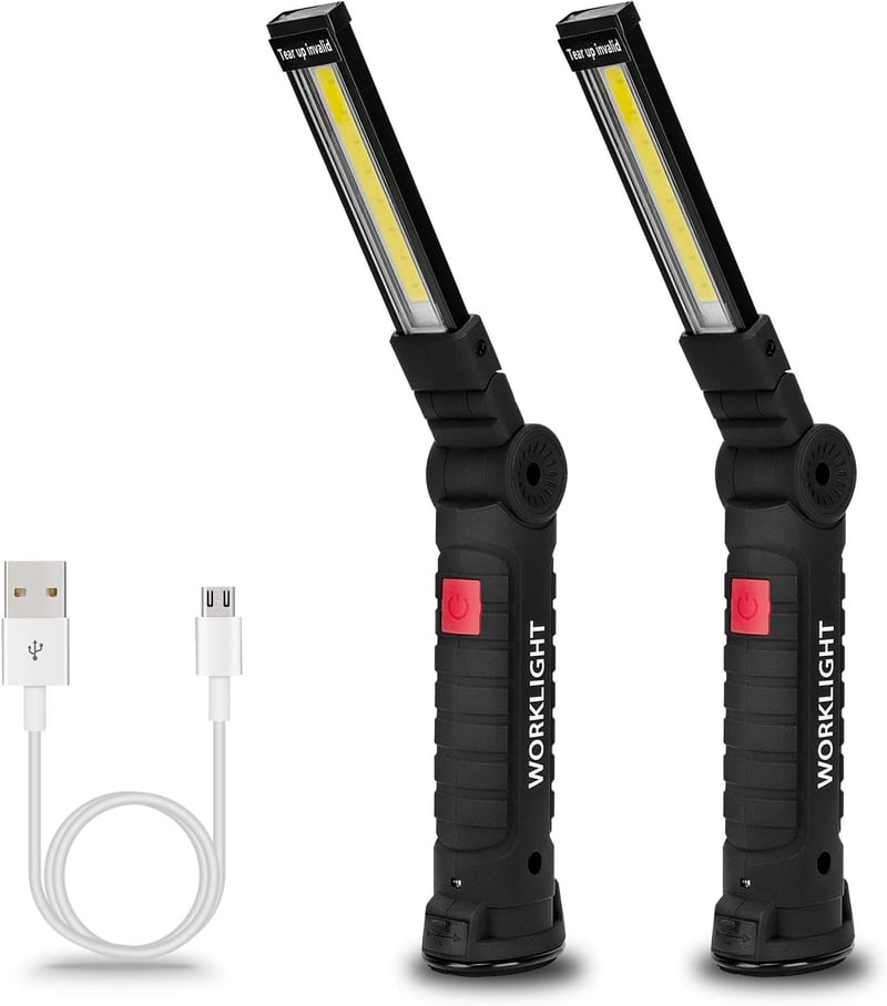 Rechargeable LED Work Lights for Men - 2-Pack with Magnetic Base