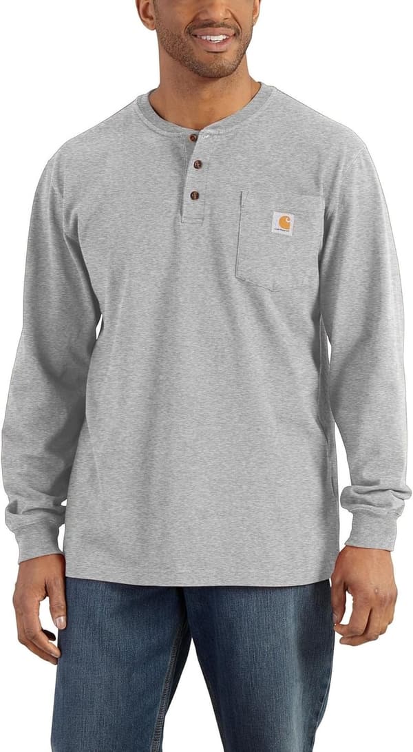 Carhartt Men's Heavyweight Loose Fit Long-Sleeve Henley T-Shirt