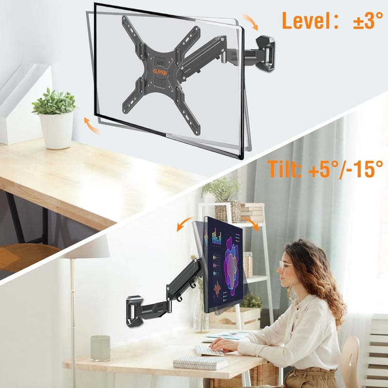Height Adjustable Full Motion TV Wall Mount for 23-55 Inch TVs