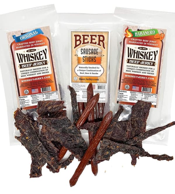 Whiskey Jerky Variety 3-Pack Gift Set for Men