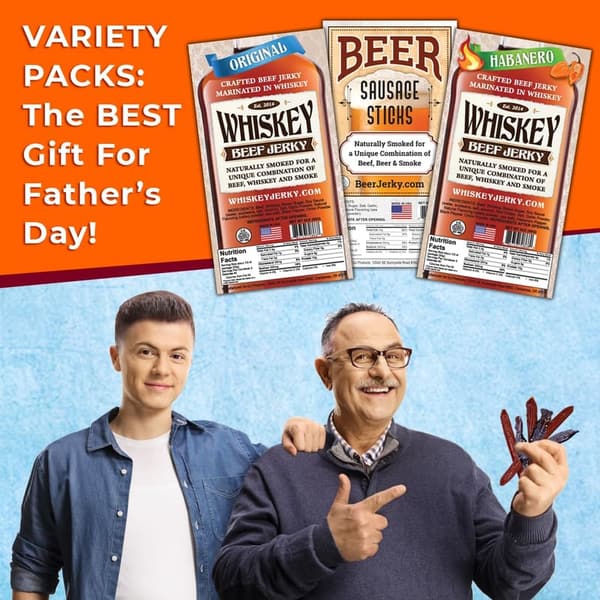 Whiskey Jerky Variety 3-Pack Gift Set for Men