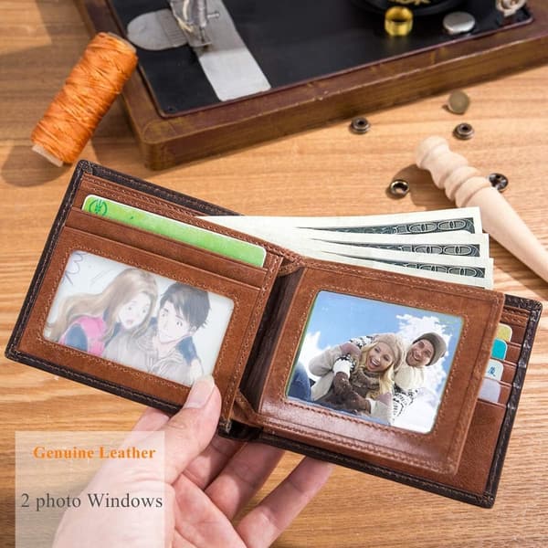 Men's Slim Bifold RFID Leather Wallet with ID Windows