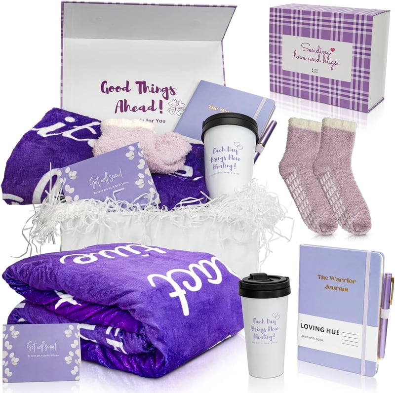 Cancer Care Gift Basket for Women – Healing Blanket & Travel Mug