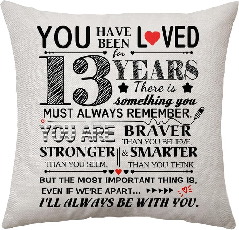 13th Birthday Throw Pillow Cover for Girls and Boys, 45x45 cm