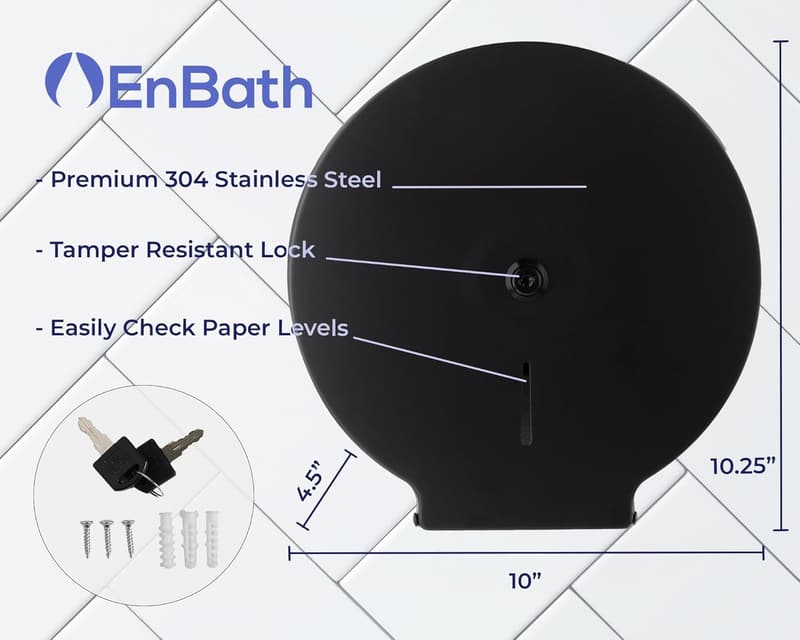 Commercial Grade Wall-Mount Jumbo Toilet Paper Dispenser in Black