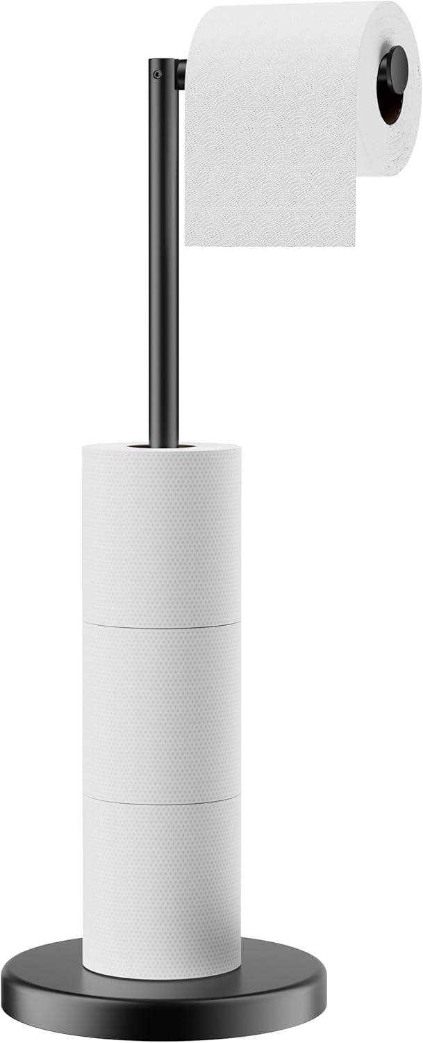 Modern Freestanding Toilet Paper Holder - Matte Black Stainless Steel
