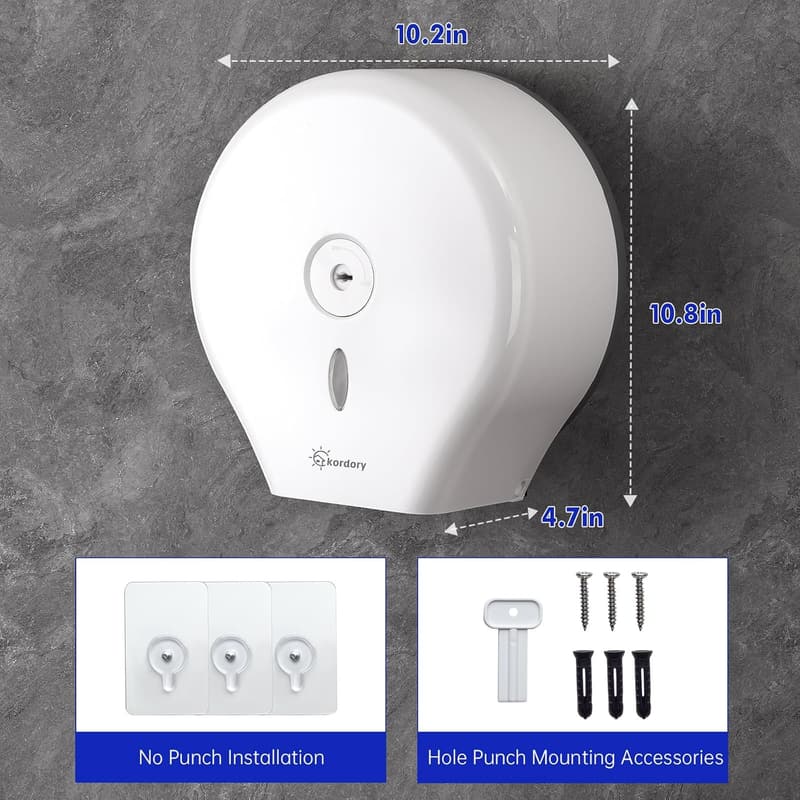 Commercial Wall-Mounted Jumbo Toilet Paper Dispenser - White