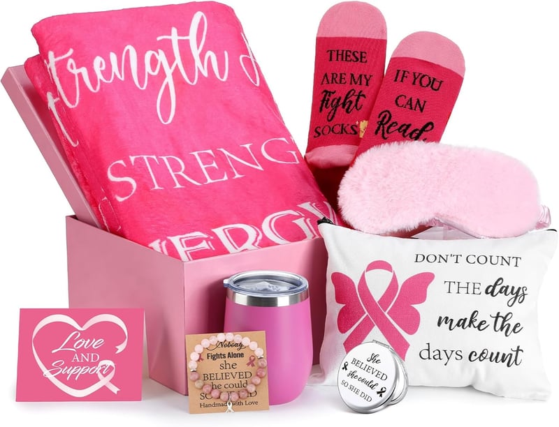 Breast Cancer Survivor Care Package for Women with Fleece Blanket