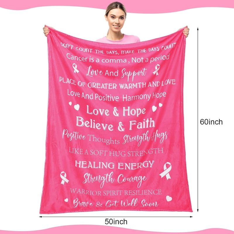 Breast Cancer Survivor Care Package for Women with Fleece Blanket