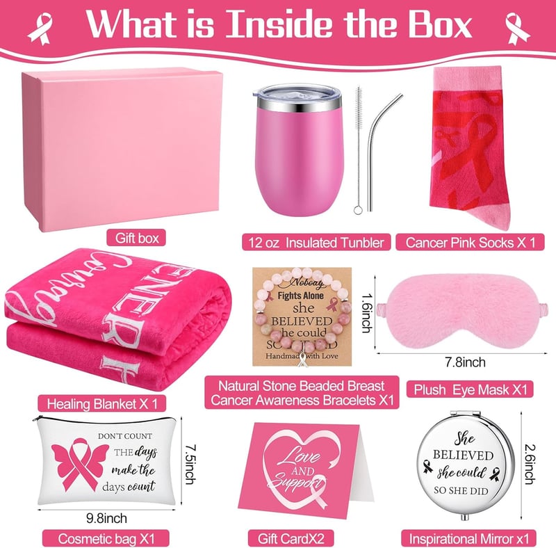 Breast Cancer Survivor Care Package for Women with Fleece Blanket