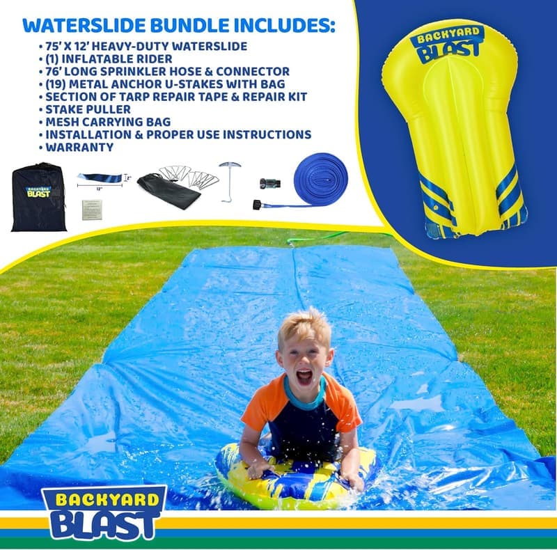 Giant Slip and Slide for Backyard Water Play - Heavy Duty Inflatable