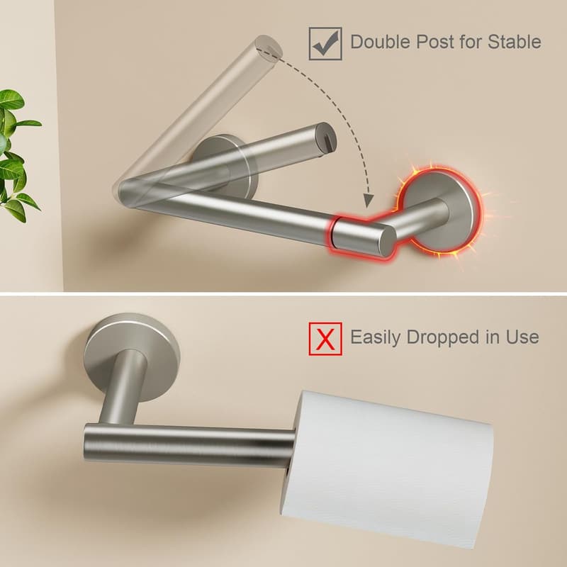 Brushed Nickel Wall-Mounted Toilet Paper Holder - SUS 304 Steel