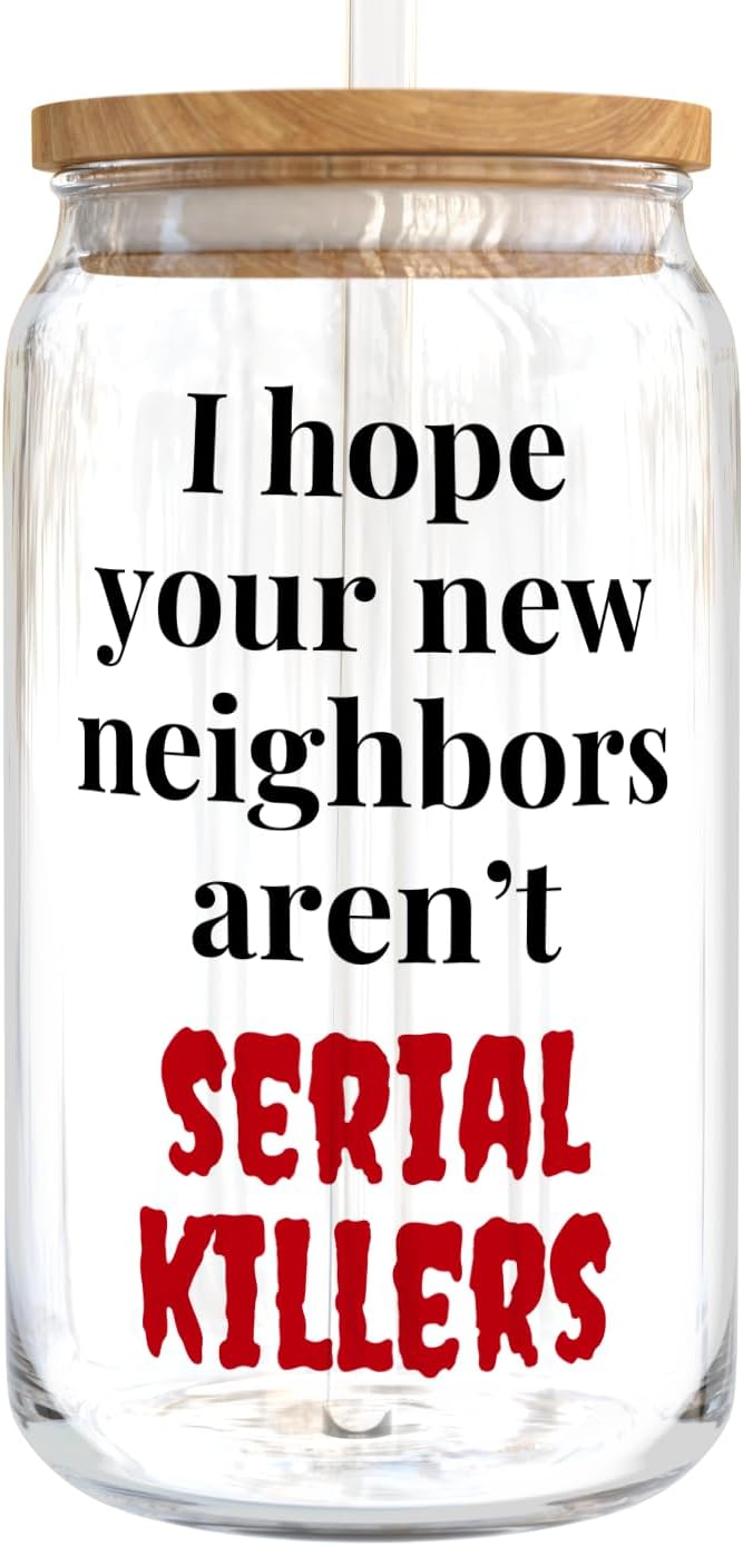 Housewarming Gift - 16 oz Glass Cup for Neighbors & Friends