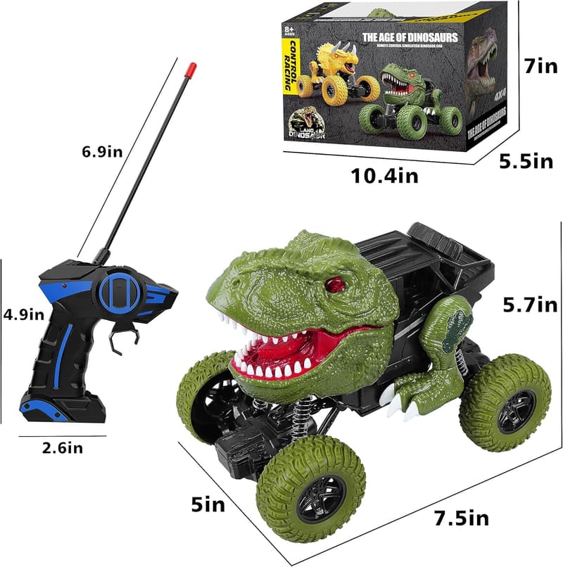 All-Terrain Remote Control Dinosaur Truck for Kids Ages 3-12