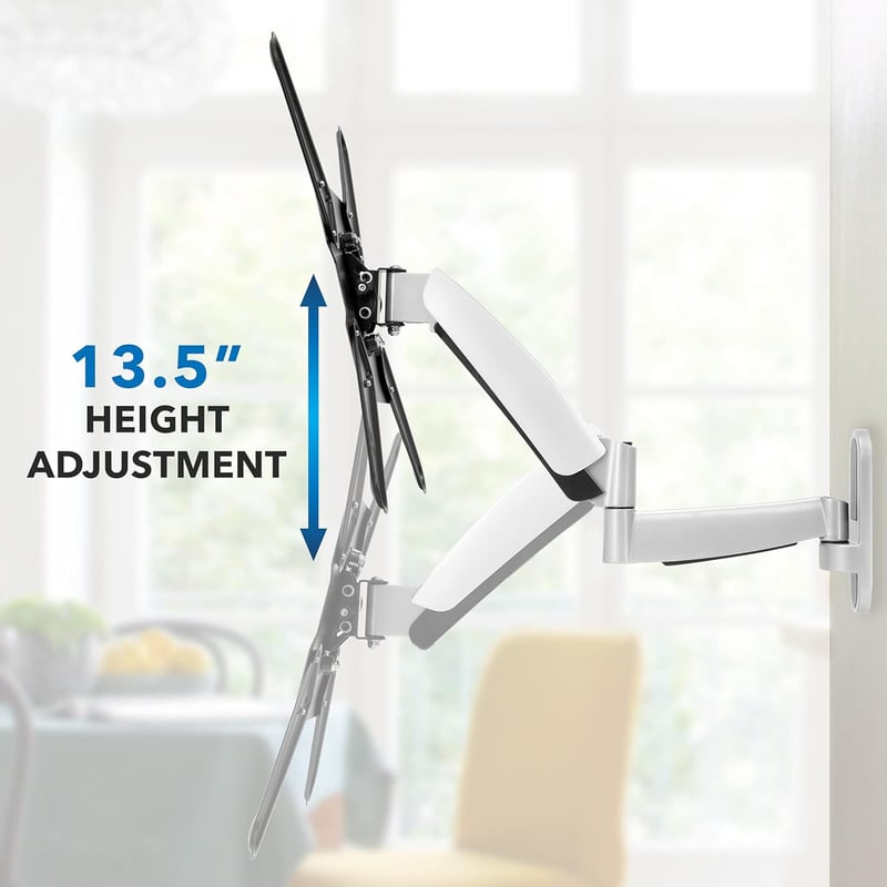 Full-Motion TV Wall Mount Bracket with Gas Spring Arm - Silver