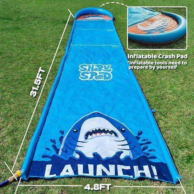 Extra Long 31.5FT Slip Water Slide with 2 Inflatable Bodyboards