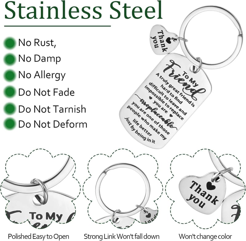 Friendship Keychain - Best Friend Birthday Gift for Women