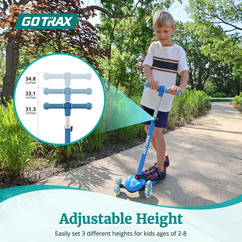 Kids 3-Wheel Kick Scooter with LED Wheels & Adjustable Height
