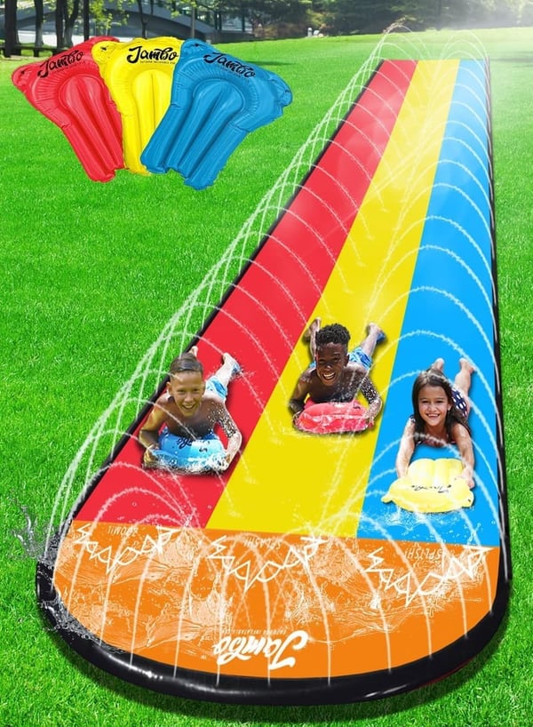 Premium 25ft Splash Slide with 3 Bodyboards & 3-Way Sprinkler
