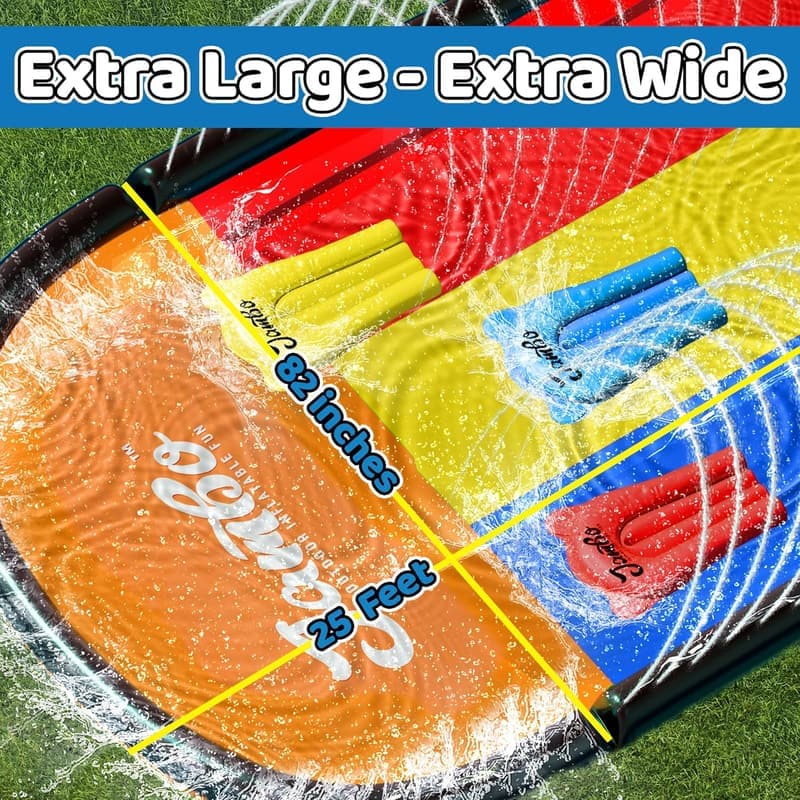 Premium 25ft Splash Slide with 3 Bodyboards & 3-Way Sprinkler
