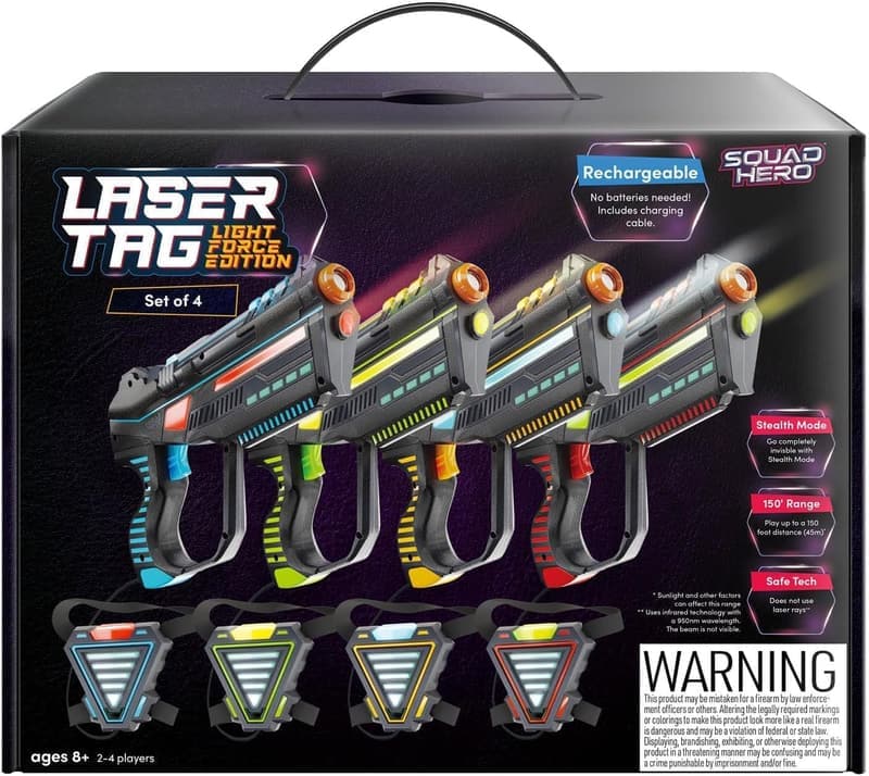 Rechargeable Laser Tag Blasters with Vest Sensors - Ages 8+