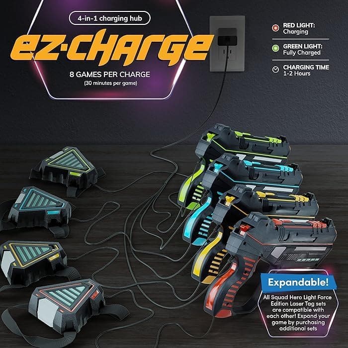 Rechargeable Laser Tag Blasters with Vest Sensors - Ages 8+