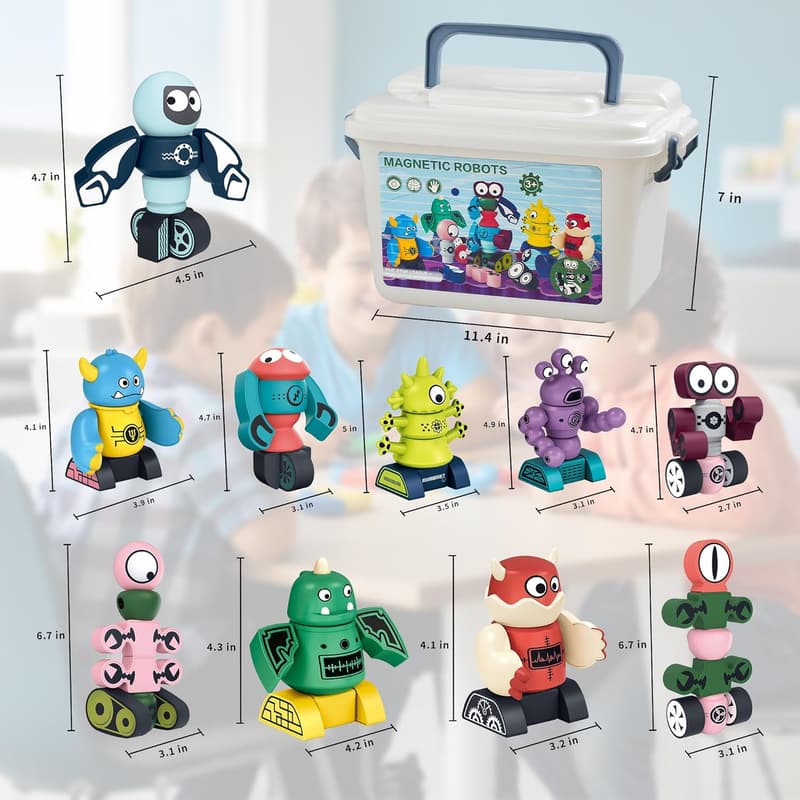 Educational Magnetic Robot Toy Set for Kids Ages 3-7 - 70 PCS