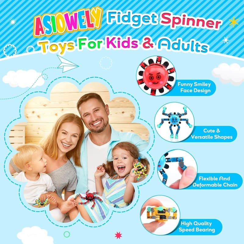 Transformable Fidget Spinner Toy Set for Kids & Adults