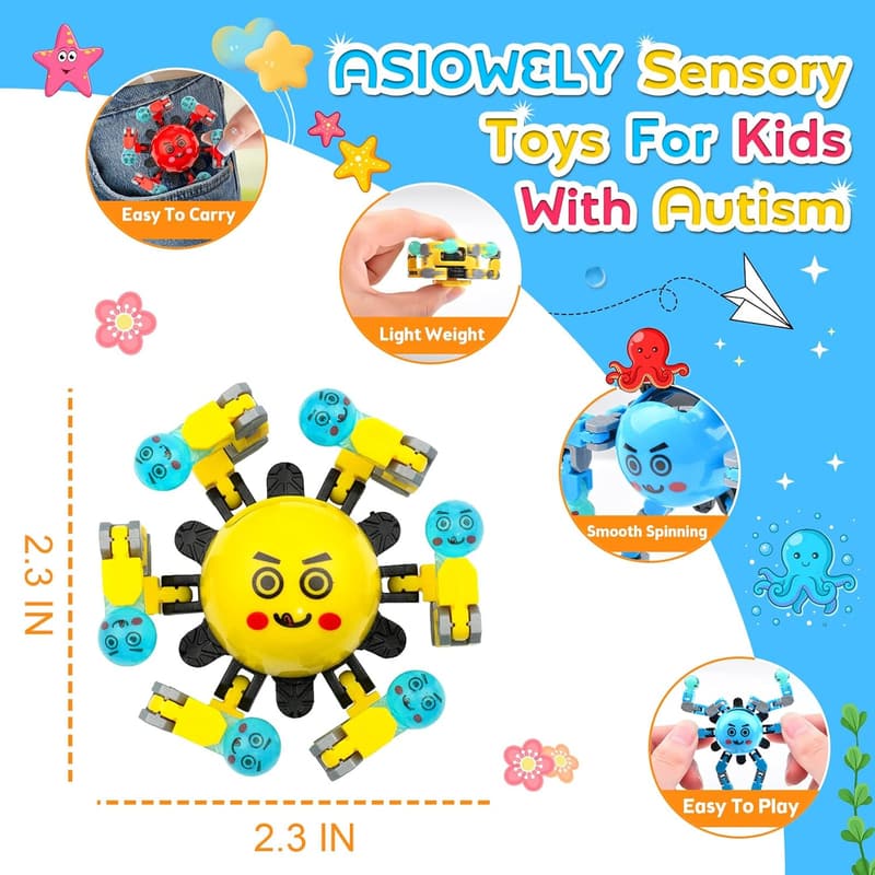 Transformable Fidget Spinner Toy Set for Kids & Adults