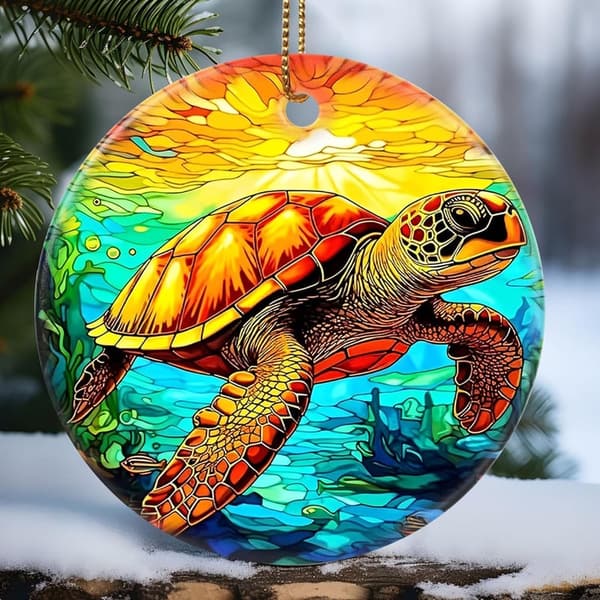 Sea Turtle Ceramic Ornament - Holiday Keepsake Gift