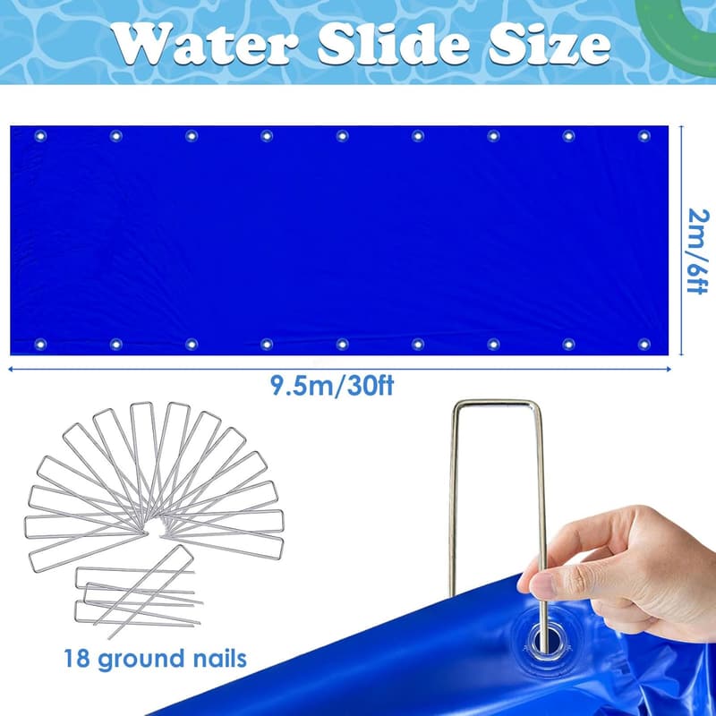 30 ft Heavy Duty Lawn Water Slide for Summer Fun