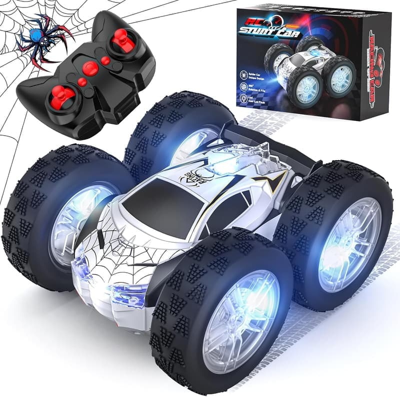Remote Control Stunt Car with LED Lights for Kids Ages 4-9